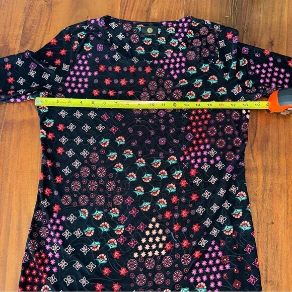 JM COLLECTIONS Printed Jacquard 3/4-Sleeve Top small - Picture 5 of 11